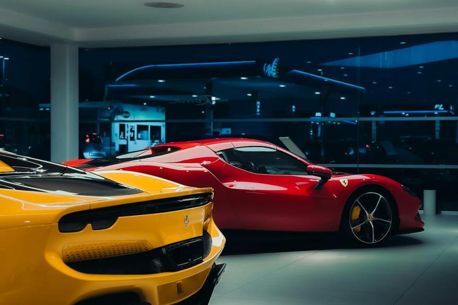 Showroom with glossy reflective floor
